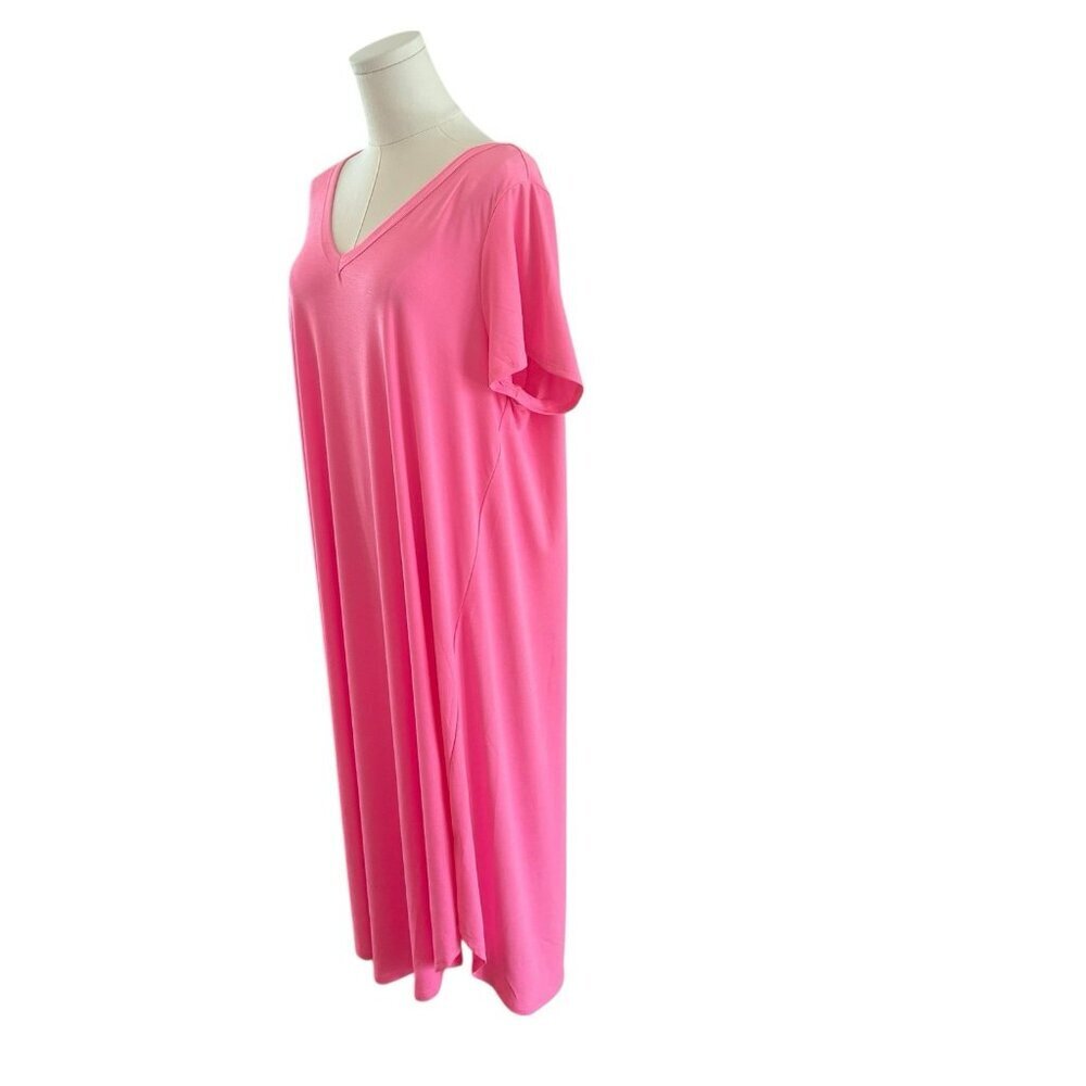 NEW Dear Scarlett Women's XL Stretchy HOT NEON PINK Maxi Beachy Vacation Dress - Picture 4 of 6